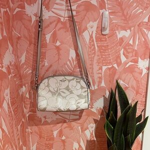 Kate Spade Silver and White Floral Crossbody Bag